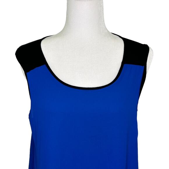 Green Envelope Royal Blue Black Color Block Layered Tank Top - Picture 2 of 9